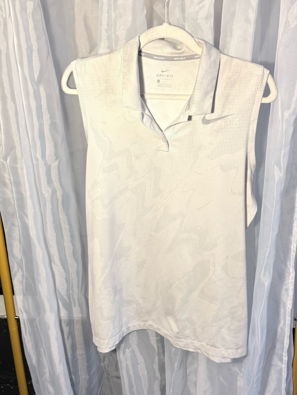 Nike White Sleeveless Dri-FIT Golf Polo